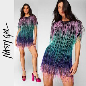 💥SHOWSTOPPER!💥Roaring 20s Vibe Stunning Ombre Beaded Tassel Dress